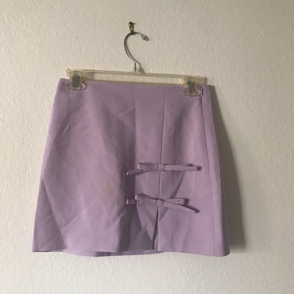 Zara Lilac Mini Skirt with Bow Details and slit